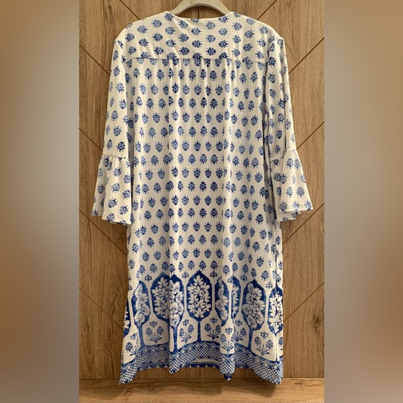 Jude Connally Ivory Dress with Sapphire Floral Pattern - Picture 4 of 6